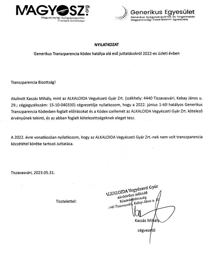 Transzparencia jelentes 2022